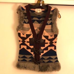 Faux fur sweater vest